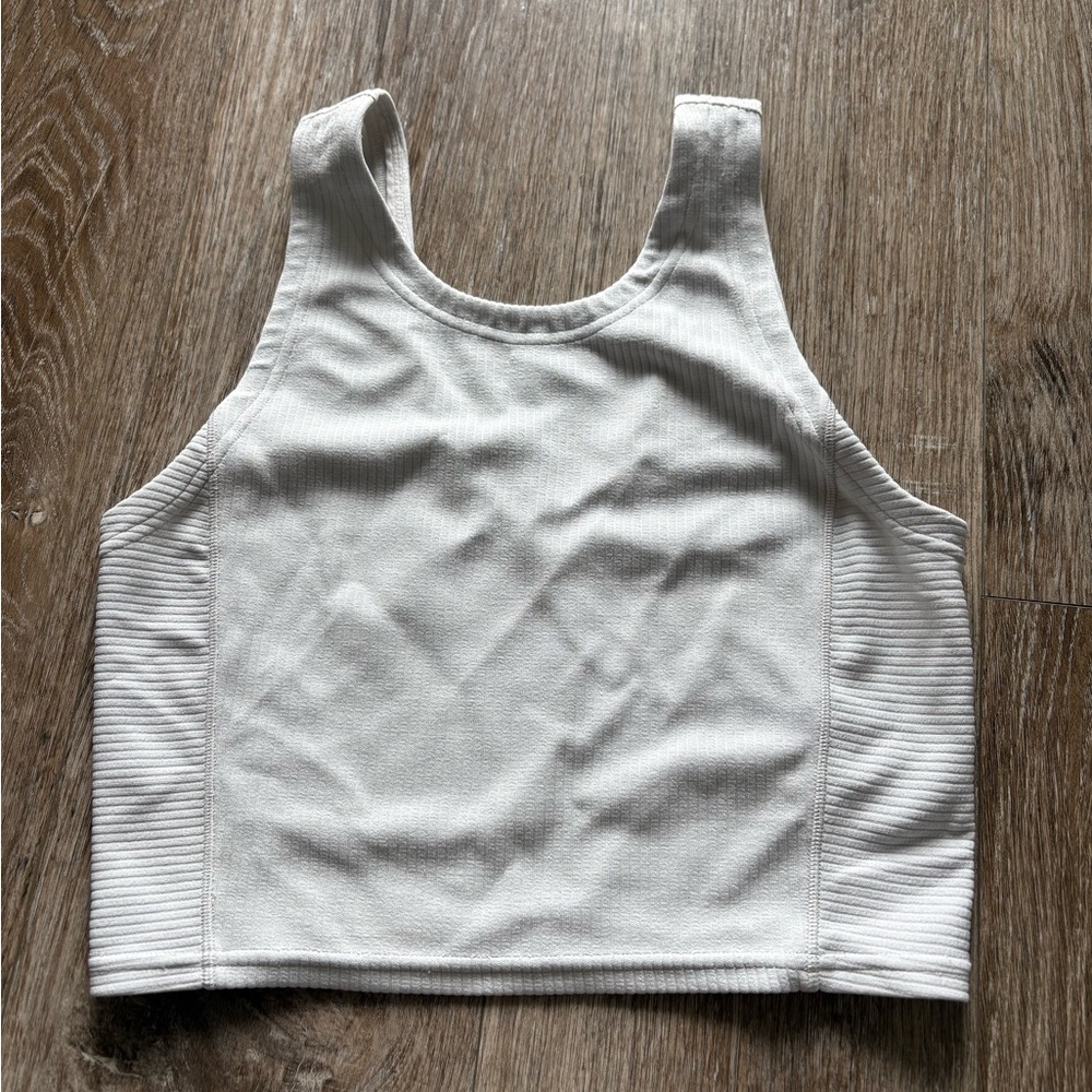 Lululemon Athletica White Ribbed Tank